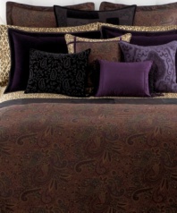 Antique-inspired paisley print is embellished with purple twisted cord at each hem of these tailored pillowcases, lending an earthy, romantic accent to the New Bohemian bedding collection.