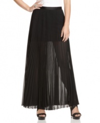 Add trend-right fun to your skirt collection with this sheer, pleated maxi skirt from Baby Phat!