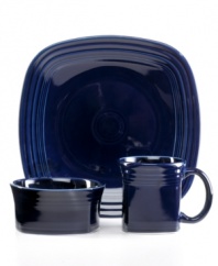 With the chip-resistant durability and fun colors you expect from a Fiesta collection of dinnerware and dishes, the Square 3-piece place settings have a bold new shape that's worth celebrating. Ridged edges and a glossy finish bring out all the right angles.