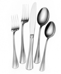 Easy elegance. The Smithfield flatware set from International Silver includes four place settings in stainless steel with teardrop-shaped handles and handsome grooved detail.