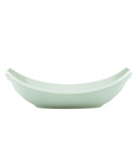 Feature modern elegance on your menu with this Classic Fjord oval serving dish. The piece serves up glossy pale-green stoneware with a fluid, sloping edge that prevents spills and keeps tables looking totally fresh. From Dansk's collection of serveware and serving dishes.