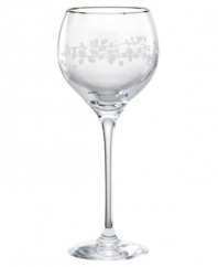 A vision of contemporary elegance from kate spade, this crystal goblet is shaped by soft, fluid lines and etched stems of leafy foliage. Finished with a polished platinum rim.