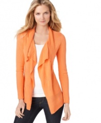 A perfect layering piece, infuse a bit of brightness into your outfit with this Calvin Klein open-front cardigan!
