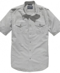With cool military styling, this shirt from American Rag shapes up your casual wardrobe.