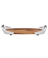 Breaking bread has never been more stylish than with the Classic Fjord bread tray from Dansk's collection of serveware and serving dishes. Polished aluminum handles offer smart functionality and a touch of shine to richly colored acacia wood.