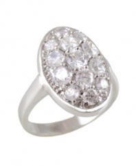 Opulent oval: Sparkle plenty with City by City's oval-shaped silver tone mixed metal ring with pave-set cubic zirconias (4 ct. t.w.). Sizes 7, 8 and 9.