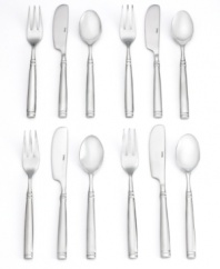 Scaled-down sophistication. In just the right size for cocktail hour, Naples flatware makes it easy to stand and snack. Banding at the neck and tip give cocktail forks, spreaders and mini spoons a classic, polished look.