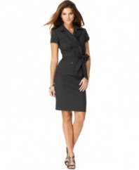 Super subtle stripes give this stylish skirt suit by Nine West extra depth while the silhouette puts on the polish.