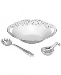 With a feminine edge and pretty perforated detail in pure aluminum, the French Perle pasta bowl and servers present your favorite comfort foods with decidedly vintage charm. A brilliant complement to French Perle dinnerware. Qualifies for Rebate