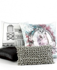 Unique texture renders an ultra-modern feel in this Amore decorative pillow for a chic addition to any Bar III bed.