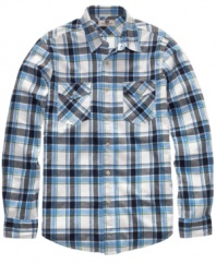 This lightweight plaid flannel from Club Room features a slimmed-down fit for a sleeker take on the lumberjack look. (Clearance)