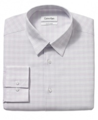 Fine lines. Brighten up a wardrobe of neutrals with this houndstooth shirt from Calvin Klein.
