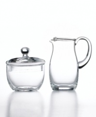 Clear winners for timeless style and versatility, the Michelangelo Masterpiece sugar and creamer are an invaluable addition to everyday and formal tables alike. Featuring classic silhouettes in luminous, lead-free glass from Luigi Bormioli's collection of serveware and serving dishes.