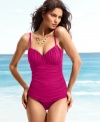 Go ahead, flatter yourself! This chic one-piece swimsuit from Miraclesuit flaunts allover ruching and body control for a streamlined look.