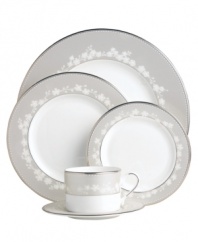 To entertain with grace and style, look no further than the Bellina 5-piece place settings from Lenox's dinnerware and dishes collection. Elegant bone china with a delicate floral design and textured white beads is finished with platinum trim. Qualifies for Rebate