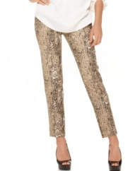 Reptilian appeal. A subtle snakeskin print in a soft neutral adds a slimming effect to these cropped pants from Vince Camuto.