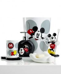 See you real soon! The ever-lovable Mickey Mouse steals the show in this classic wastebasket from Disney for a playful addition to your bathroom.
