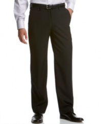 Crafted in a lightweight blend, these flat front tailored pants from Kenneth Cole Reaction are a great choice for your Monday through Friday lineup.