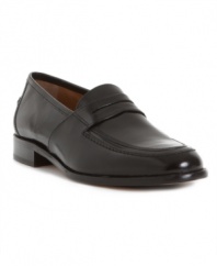 The classic look of penny loafers for men gets a polished touch from Johnston & Murphy in sleek and smooth Italian calfskin--a handsome addition to your weekday lineup of men's dress shoes.