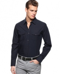 The plaid on this woven shirt from Calvin Klein will definitely change your normal workweek pattern.