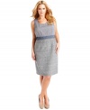 Land the look of separates all in one style with Calvin Klein's sleeveless plus size dress, showcasing a mixed media design-- it's perfect for work!