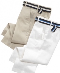 Perfect for uniforms, these pants from Izod are the perfect preppy addition to his wardrobe.