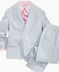Mr. Fancy Pants. For an occasion that calls for something out of the ordinary, this seersucker suit from Izod perfectly fills the spot.