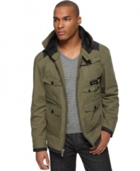Change it up this season with the cool utility styling of this sleek zip-up jacket from Sean John.