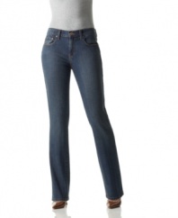 Levi's 505 Straight Leg stretch jeans in a cool dark wash--ready for weekdays and weekends.