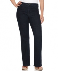 Get a long and lean look in Not Your Daughter's Jeans' straight leg plus size jeans, featuring a shaping panel for a flattering fit.