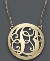 Trend setting style. This popular pendant combines a sweet scrolling design with the letter B. Circular setting and chain crafted in 14k gold. Approximate length: 17 inches. Approximate drop: 1 inch.