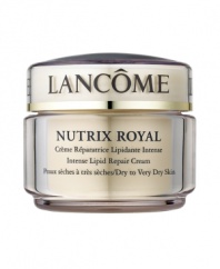 THE ROYAL TREATMENT.RESCUE VERY DRY SKIN. DISCOVER SUPPLE SOFTNESS.RESCUE your dry skin. This rich, non-greasy cream instantly relieves tightness and softens fine, feathery lines caused by dehydration. REPAIR very dry skin's appearance. Patented ROYAL LIPIDÉUM(tm), a unique technology enriched with Royal Jelly, supplements skin's own natural lipids for intense hydration.PROTECT your skin. With renewed levels of moisture-trapping lipids, skin feels cocooned and insulated from the daily effects of climate and seasonal changes. 89% of women see softer, more supple skin.** Percentage of women who reported visible improvement in a 4-week consumer test.