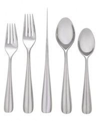 Arm yourself for any meal with the sleek, stainless steel Erol 5-piece place settings. A beveled handle and unique knife design inspire clean, modern dining.
