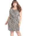 Wild nights start with Soprano's short sleeve plus size dress, accented by an animal print!