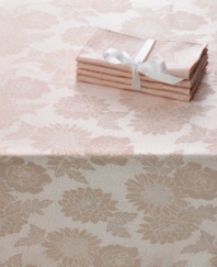 All set for spring. With a tablecloth and napkins for up to eight guests, this Dinner Party Medley table linens set offers efficiency for the busy host and a pastel-pink floral motif to make the meal unforgettable.
