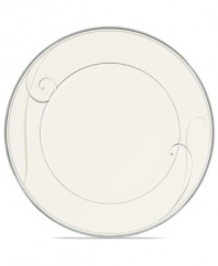 Fluid platinum scrolls glide freely throughout this beautiful fine china salad plate from Noritake. Easy to match with any decor, the fresh and elegant Platinum Wave collection of dinnerware and dishes exudes a timeless look for fine dining or luxurious everyday meals.