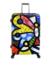 Graphic appeal! Brighten up your trip with the fun and lively coloring of this butterfly-inspired suitcase. You'll always spot your suitcase in a busy terminal and the hardside, frameless construction with built-in TSA lock guarantees your essentials will always arrive in one piece. 7-year warranty.