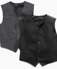 The perfect piece. A dapper vest from Calvin Klein will make him look like the little man he's become.