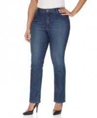 Get classic casual style with Not Your Daugther's Jeans' straight leg plus size jeans, defined by slim fit.