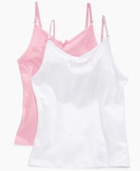 Perfect for layering or on their own, she'll live in the soft comfort of these basic solid camisoles from Calvin Klein.