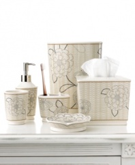 A breath of fresh air. Martha Stewart Collection revives your bathroom in carefree style with this Calendula tissue holder, featuring a mosaic tile design with modern floral accents. Finished in soothing, neutral tones.