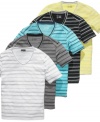 Increase your style visibility with these striped v-neck t-shirts from INC International Concepts.