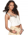 Studs and beads add shine to this cropped Free People top for a flirty spring look!