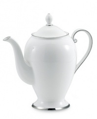 Pure refinement simply stated, the Mikasa Cameo Platinum dinnerware and dishes collection is shear elegance in classic form. Dazzling white china is delicately embellished with platinum band detailing. The understated style of this coffee server works as well with other patterns as it does with the coordinating collection.