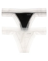 A luxurious cotton thong with intricate lace trim along waistband and legs.