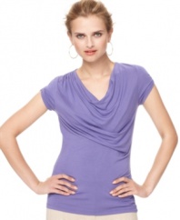 Draped details add feminine flair to this T Tahari Faye top -- a spring wardrobe staple!
