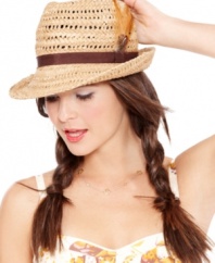 A casual take on a classic style, this straw fedora from American Rag fits in at the beach or office.