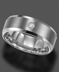Blissful solitude. This stunning ring by Triton features a round-cut diamond accent set in patented, scratch-resistant tungsten carbide. Approximate band width: 8 mm. Sizes 8-15.