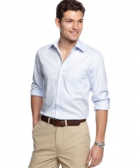 With a modern fitted construction, this shirt from Tasso Elba lets you lose a few inches, instantly.