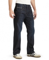 Tired of those too-skinny blues? Keep it loose and laid back with these straight-fit jeans from Levi's.